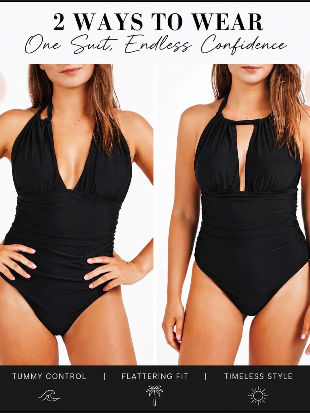 Wear 2 Ways! Cupshe Keep Secrets Convertible Halter Keyhole Tummy Control Sexy